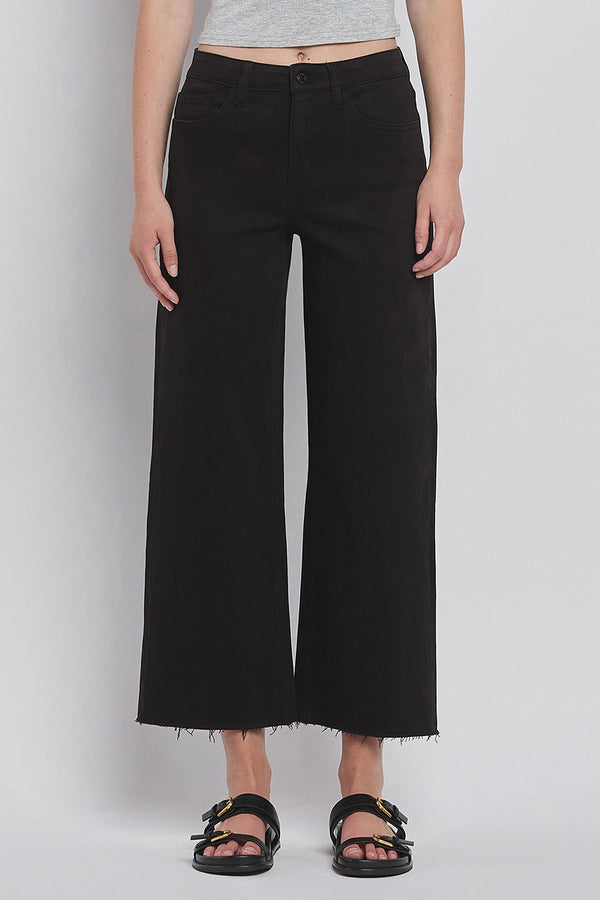 Vervet High Rise Black Crop Wide Leg Jeans