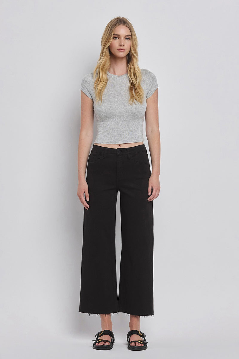 Vervet High Rise Black Crop Wide Leg Jeans