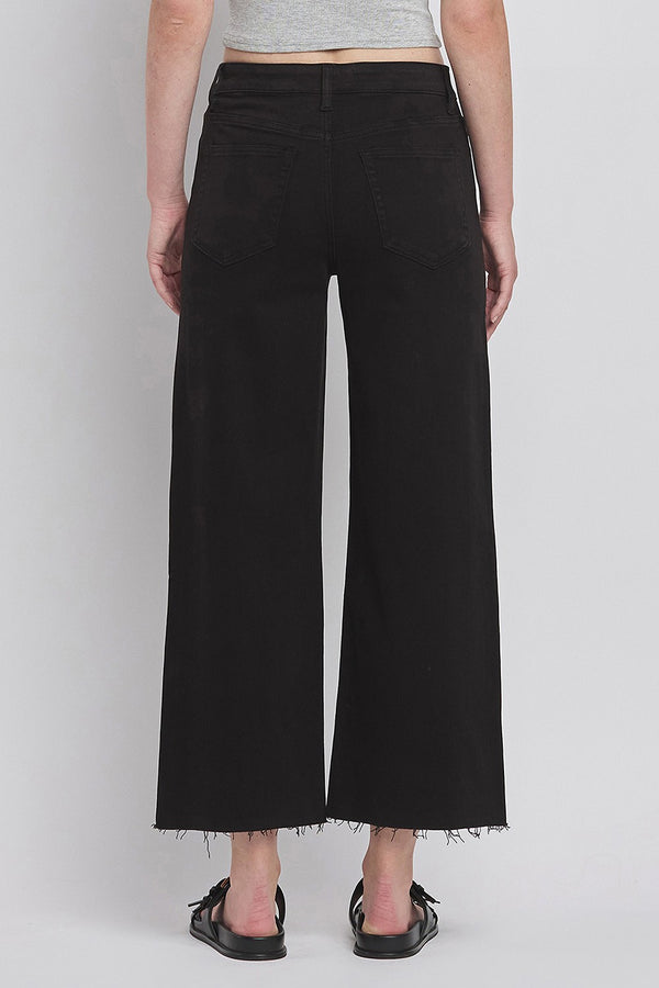 Vervet High Rise Black Crop Wide Leg Jeans
