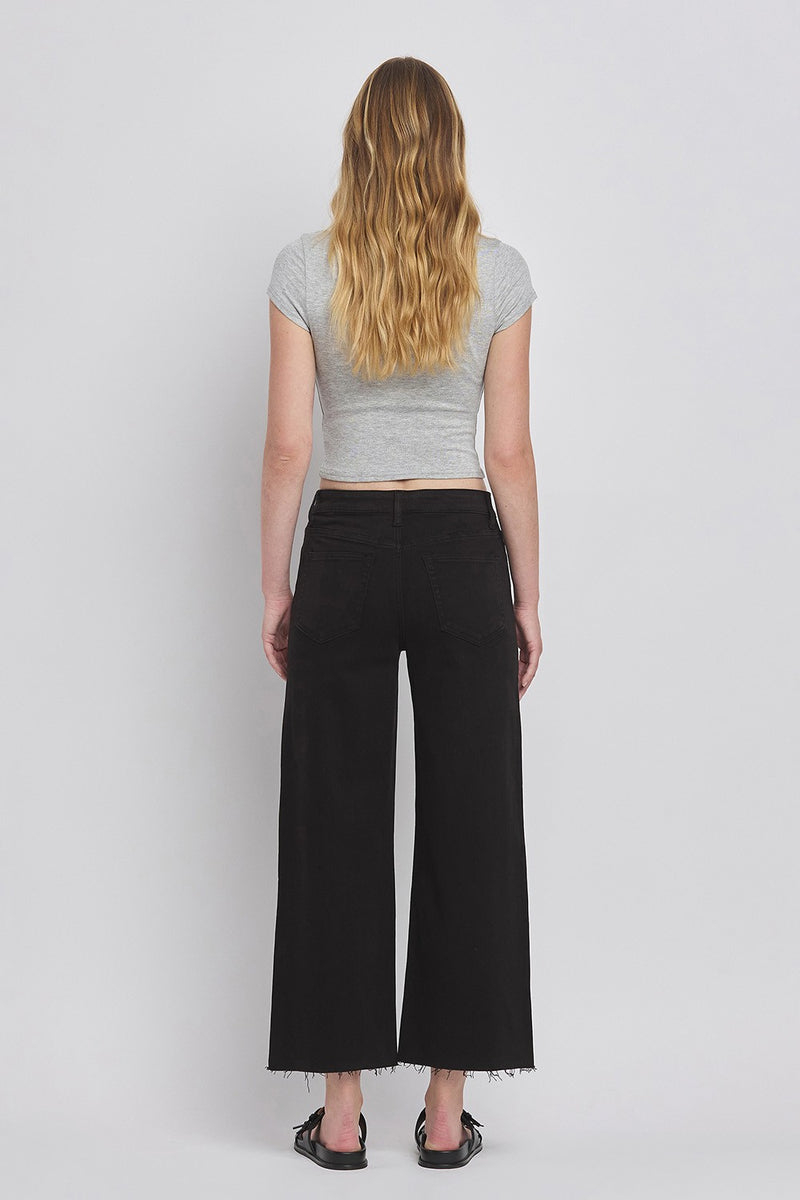 Vervet High Rise Black Crop Wide Leg Jeans