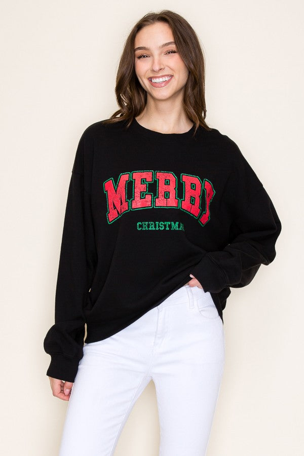 'Merry Christmas' Stencil Sweatshirt