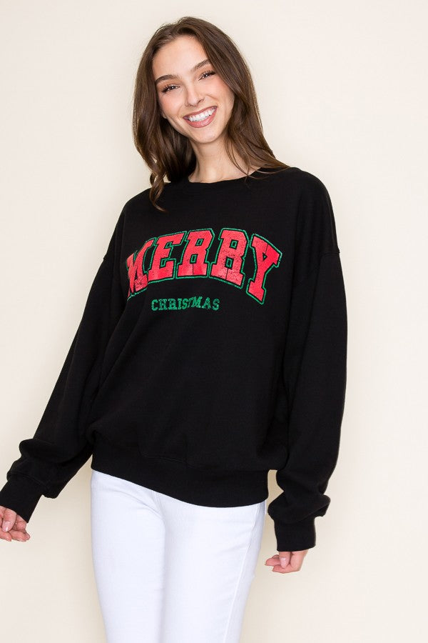 'Merry Christmas' Stencil Sweatshirt