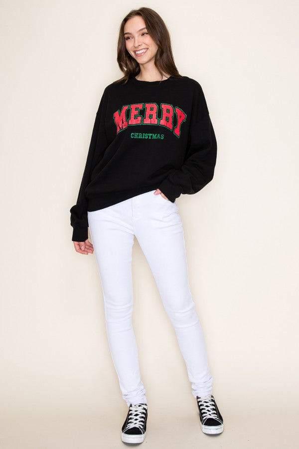 'Merry Christmas' Stencil Sweatshirt