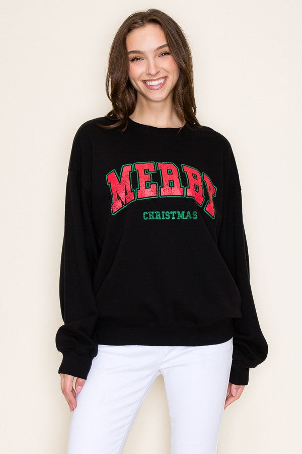 'Merry Christmas' Stencil Sweatshirt