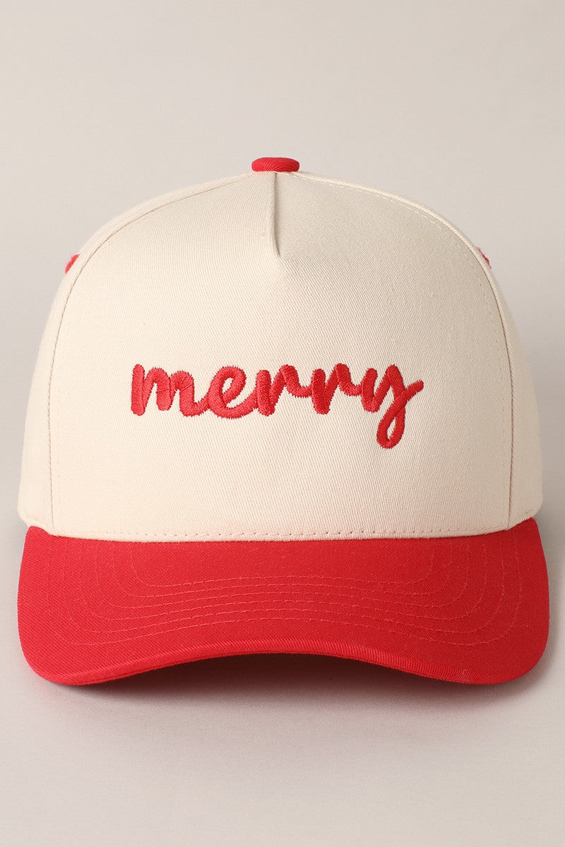 'Merry' Embroidered Hat