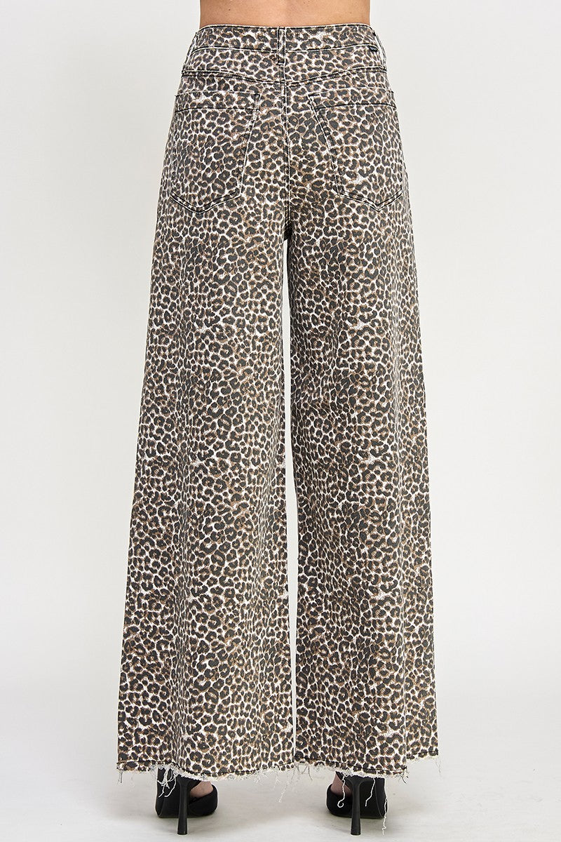 High Rise Leopard Flare Jeans