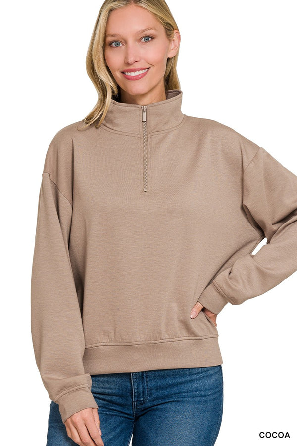 Scuba Half Zip Pullover - Cocoa