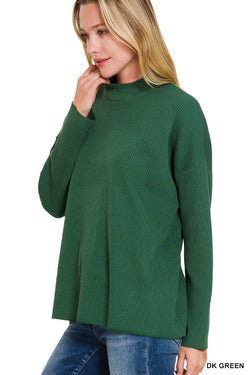 Mock Neck Sweater - Dark Green