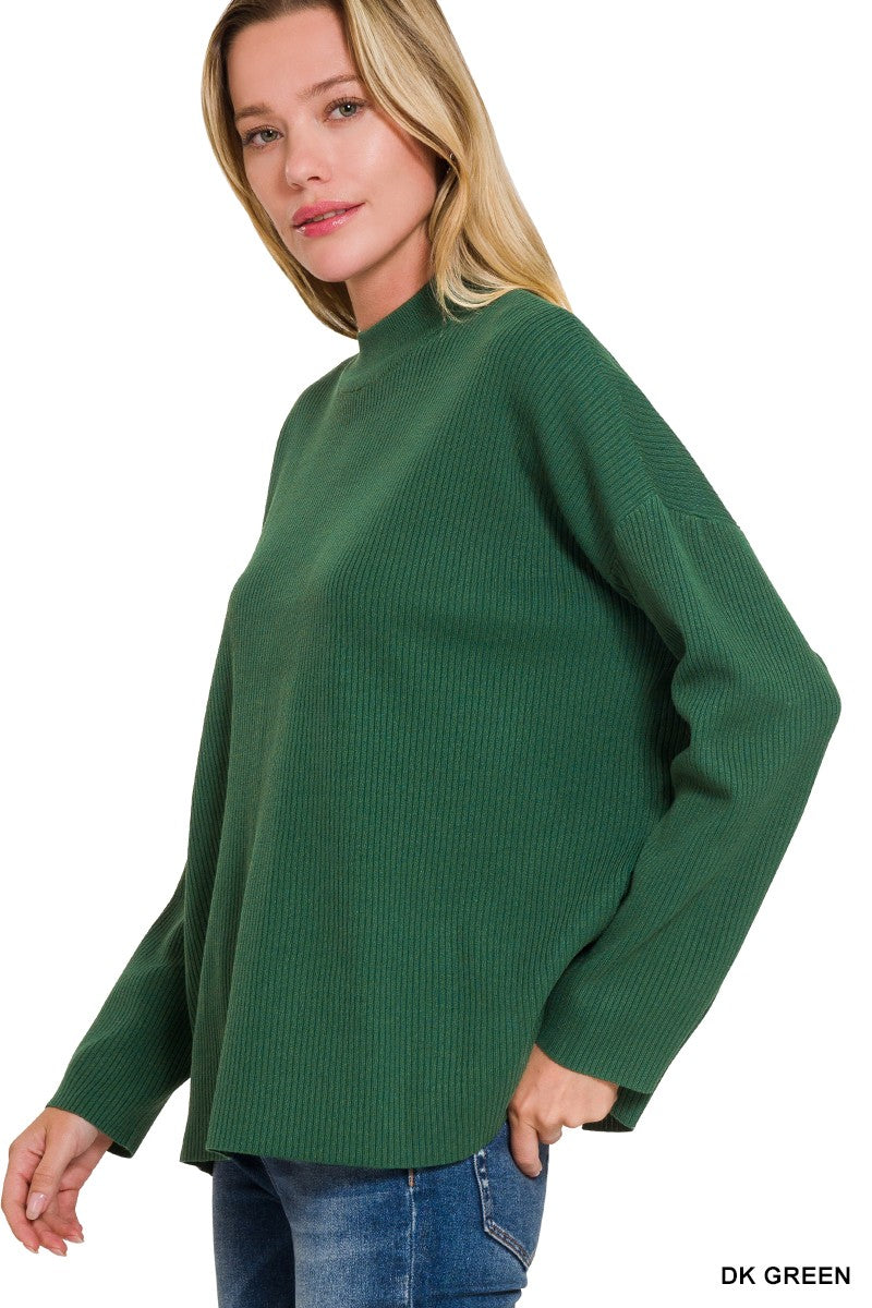 Mock Neck Sweater - Dark Green