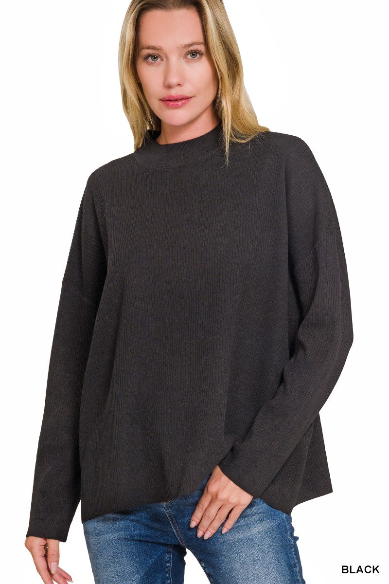 Mock Neck Sweater - Black