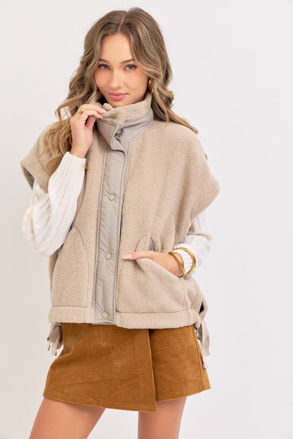 Oversized Fleece Vest - Mocha