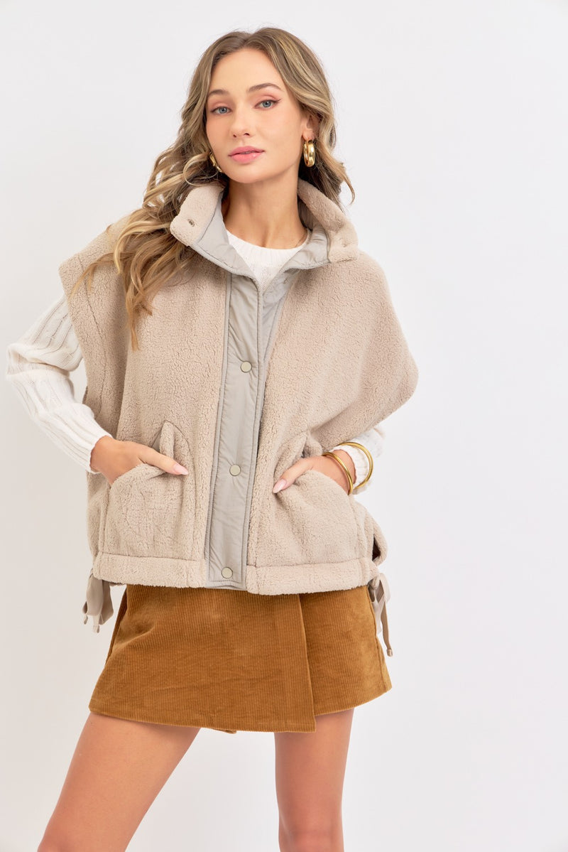 Oversized Fleece Vest - Mocha