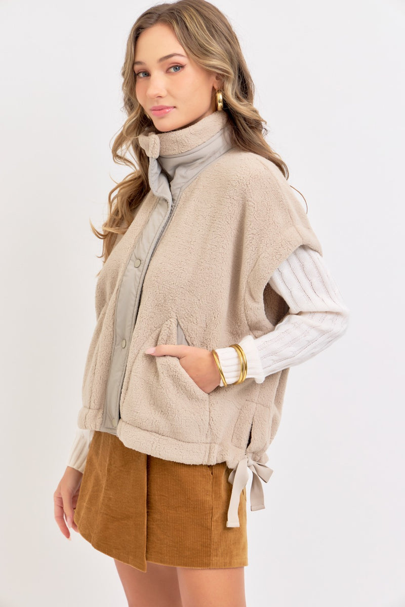Oversized Fleece Vest - Mocha