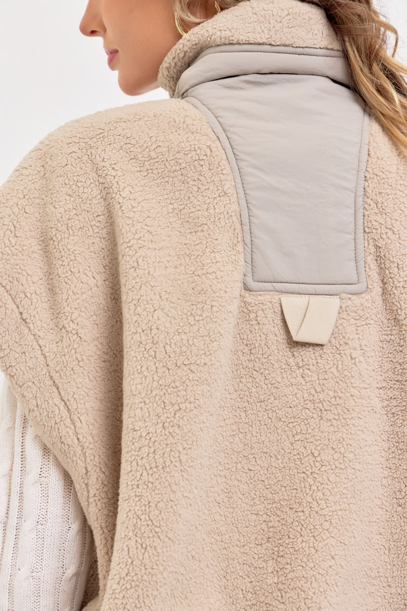 Oversized Fleece Vest - Mocha