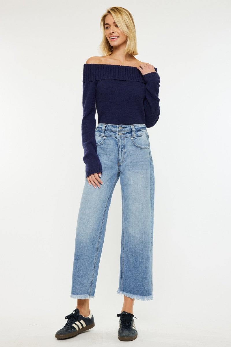 'Make the Cut' High Rise Crop Wide Leg Jean