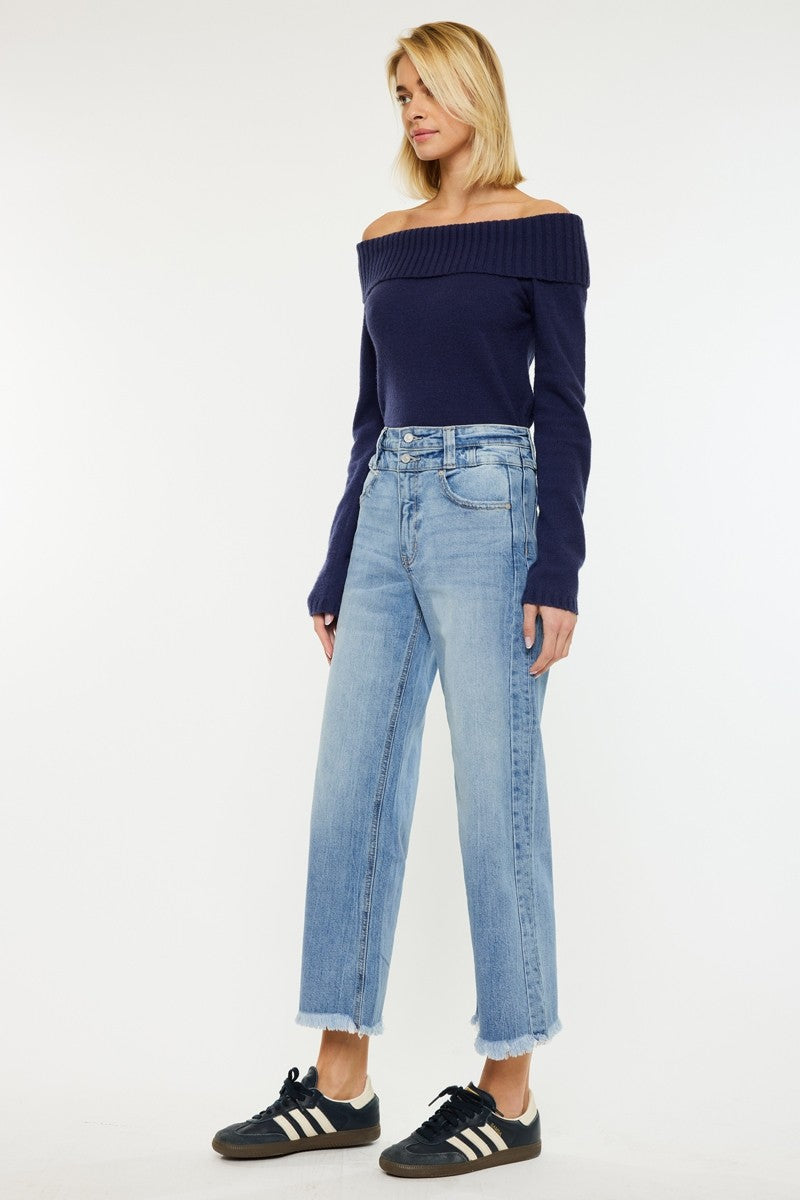 'Make the Cut' High Rise Crop Wide Leg Jean