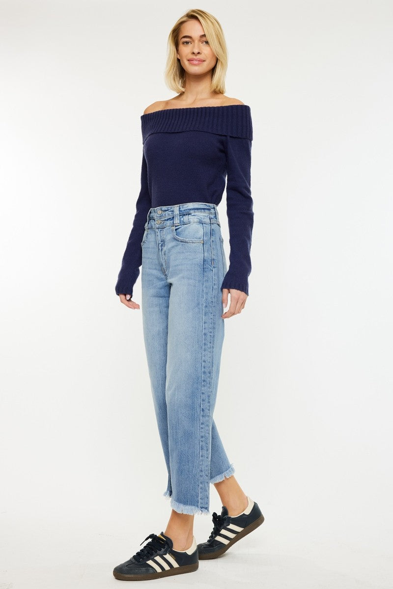 'Make the Cut' High Rise Crop Wide Leg Jean