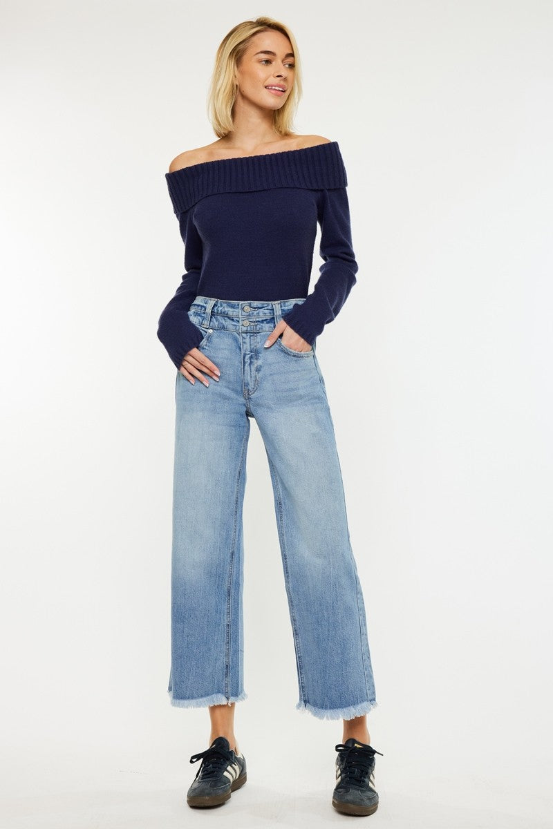 'Make the Cut' High Rise Crop Wide Leg Jean