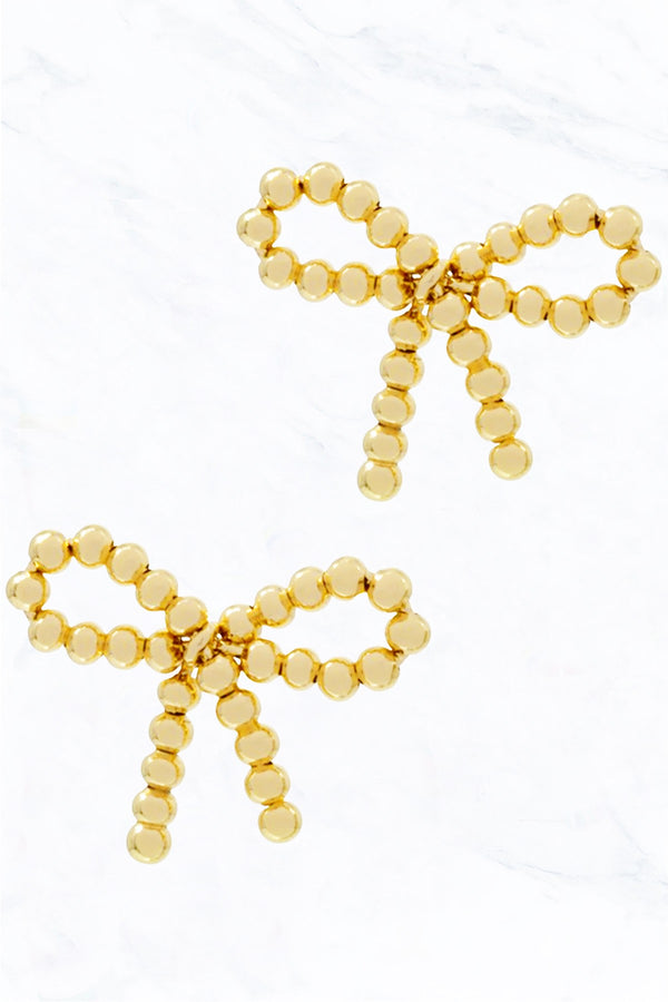 Bead Bow Stud Earrings