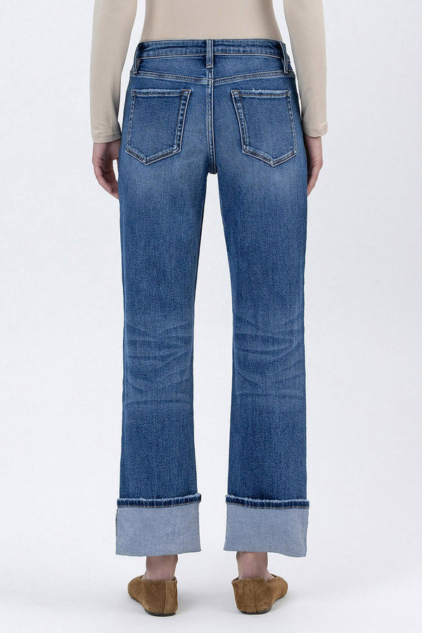 High Rise Cuffed Ankle Straight Jeans | Vervet