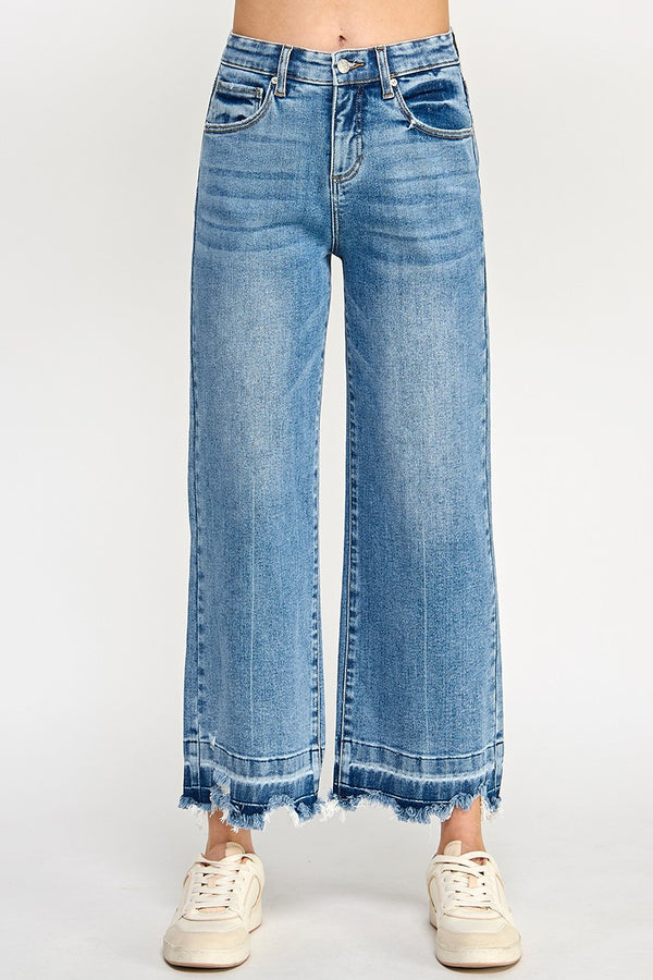Tummy Control High Rise Crop Wide Leg Jean