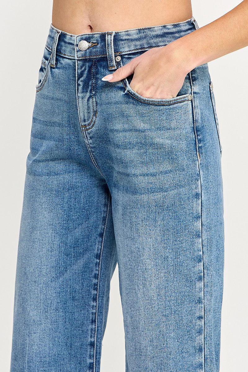 Tummy Control High Rise Crop Wide Leg Jean