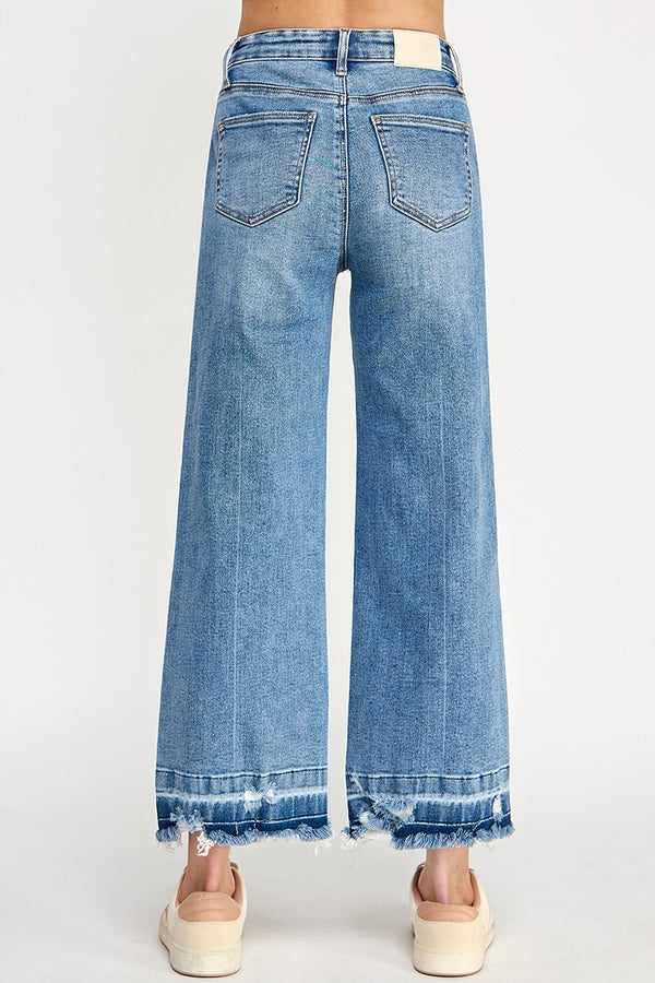 Tummy Control High Rise Crop Wide Leg Jean