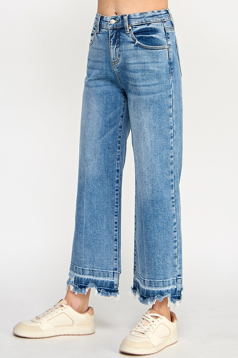 Tummy Control High Rise Crop Wide Leg Jean