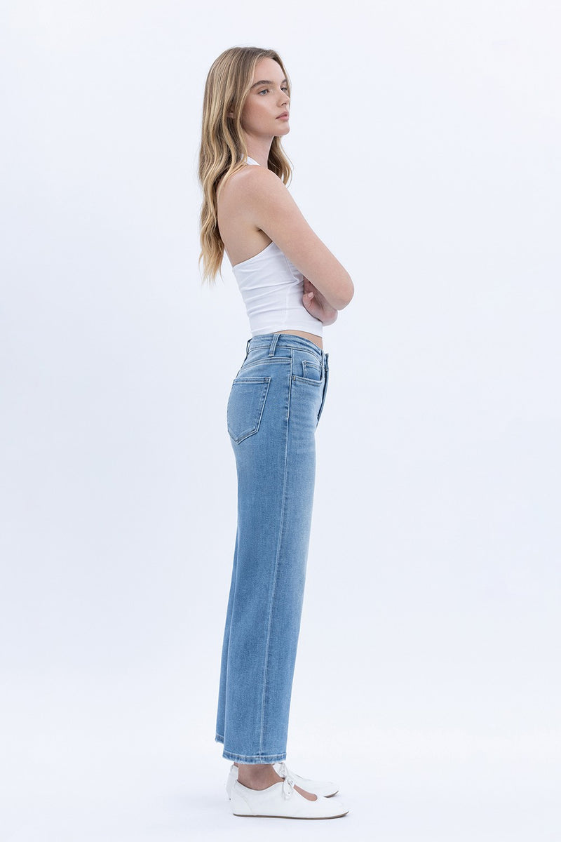 Tummy Control High Rise Crop Wide Leg Jeans | Vervet