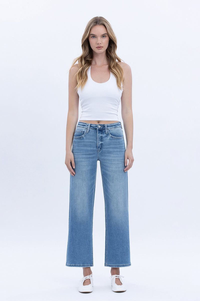 Tummy Control High Rise Crop Wide Leg Jeans | Vervet