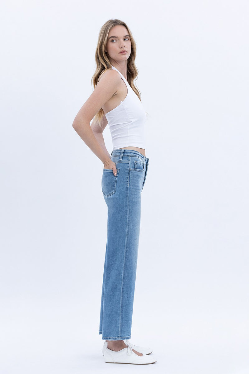 Tummy Control High Rise Crop Wide Leg Jeans | Vervet