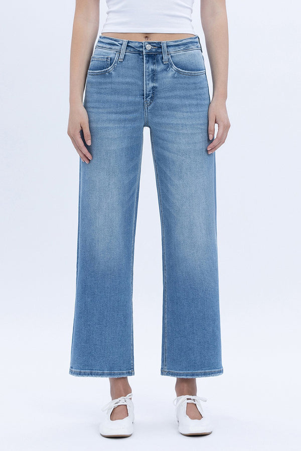 Tummy Control High Rise Crop Wide Leg Jeans | Vervet