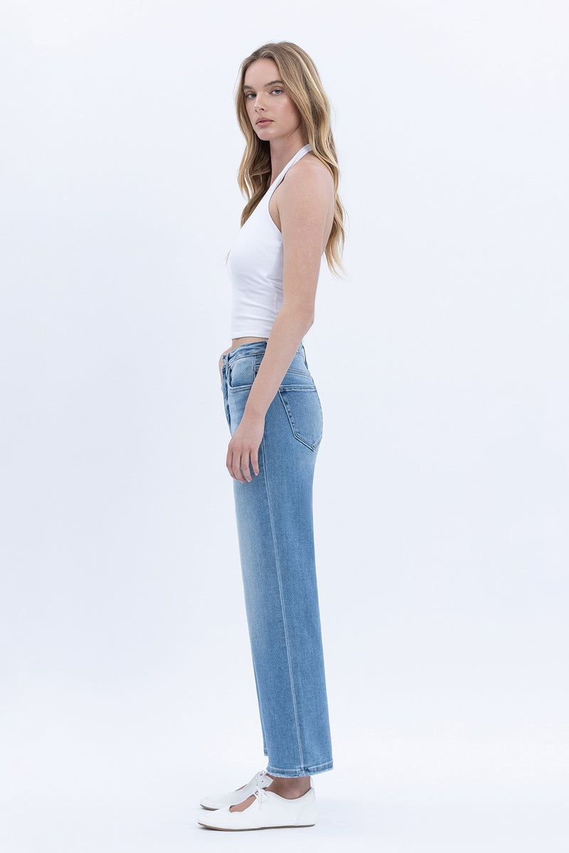 Tummy Control High Rise Crop Wide Leg Jeans | Vervet