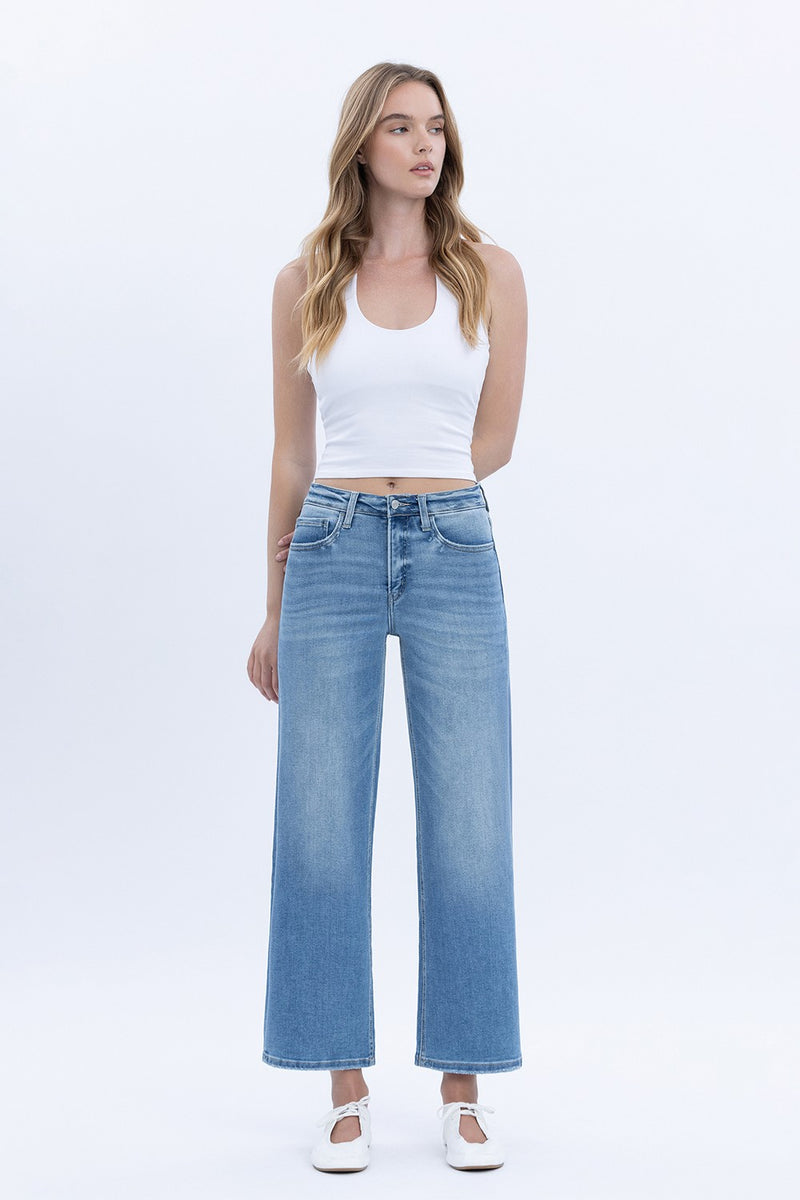 Tummy Control High Rise Crop Wide Leg Jeans | Vervet