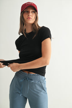 Essential Rib Tee - Black
