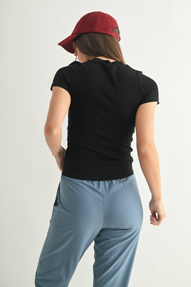 Essential Rib Tee - Black