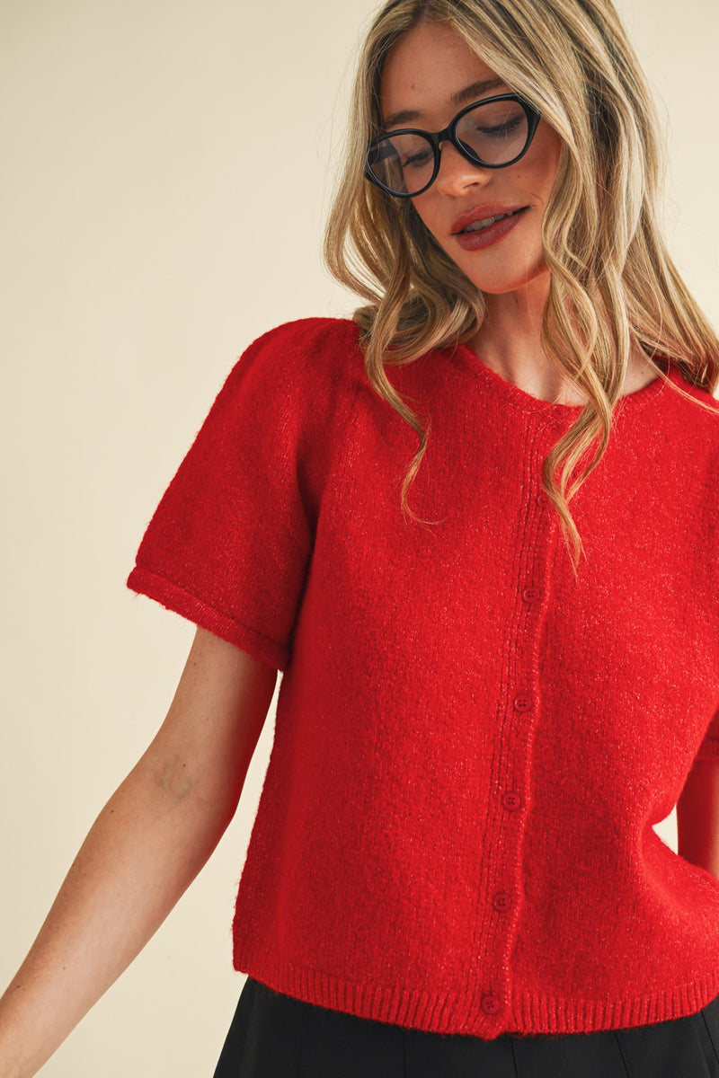 'Another Day' Sweater Cardigan - Red