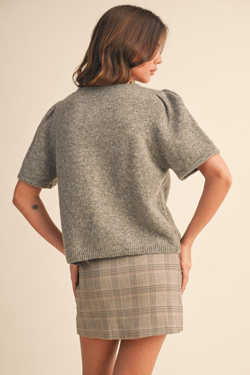 'Another Day' Sweater Cardigan - Charcoal Mocha