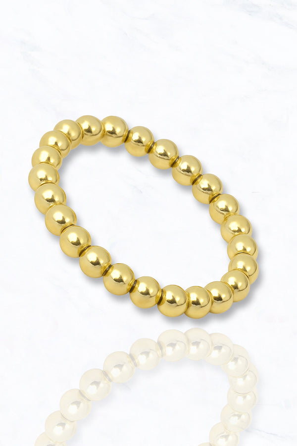 Polished Gold Beaded Bracelet 5mm