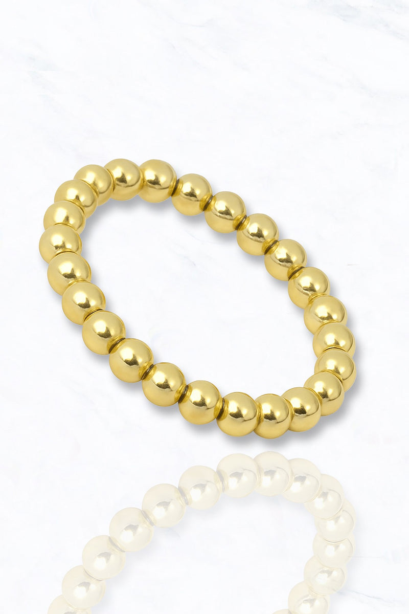 Polished Gold Beaded Bracelet 5mm