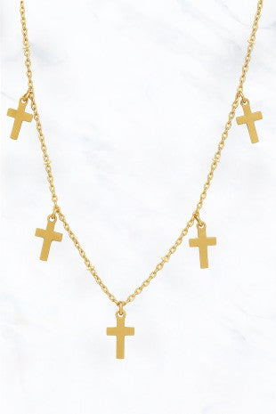 Multi Cross Drop Necklace