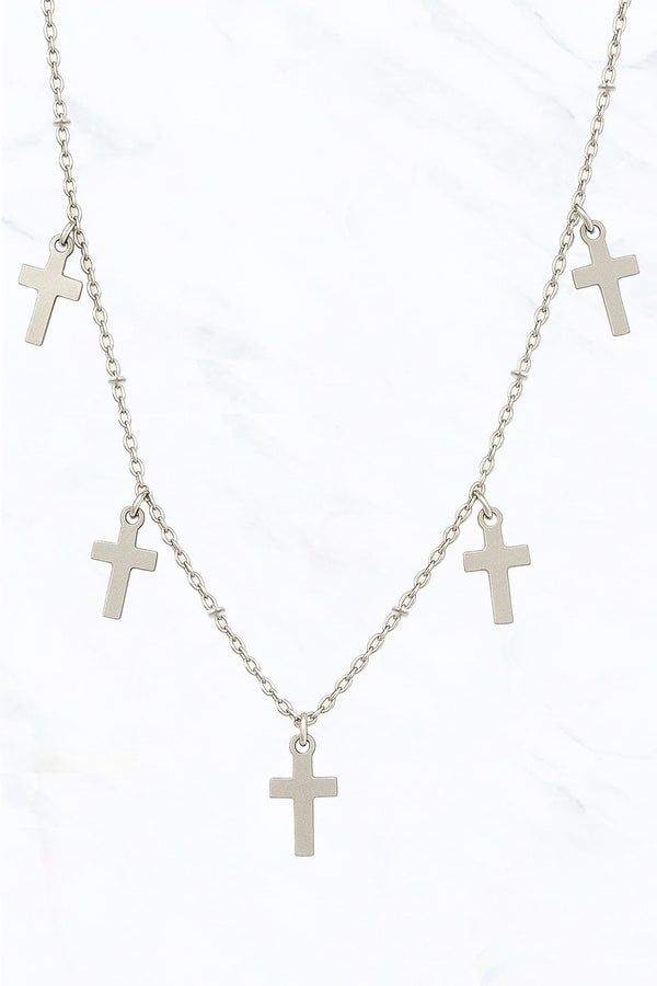 Multi Cross Drop Necklace