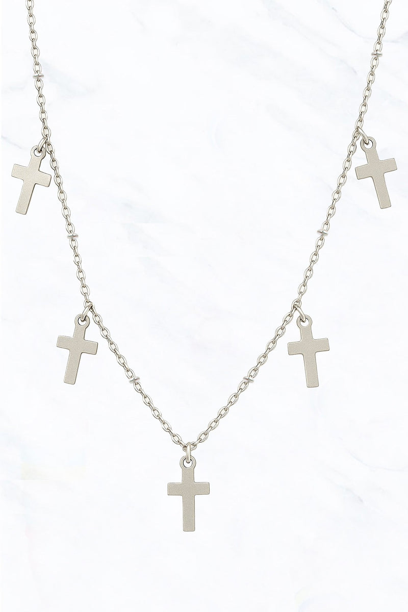 Multi Cross Drop Necklace