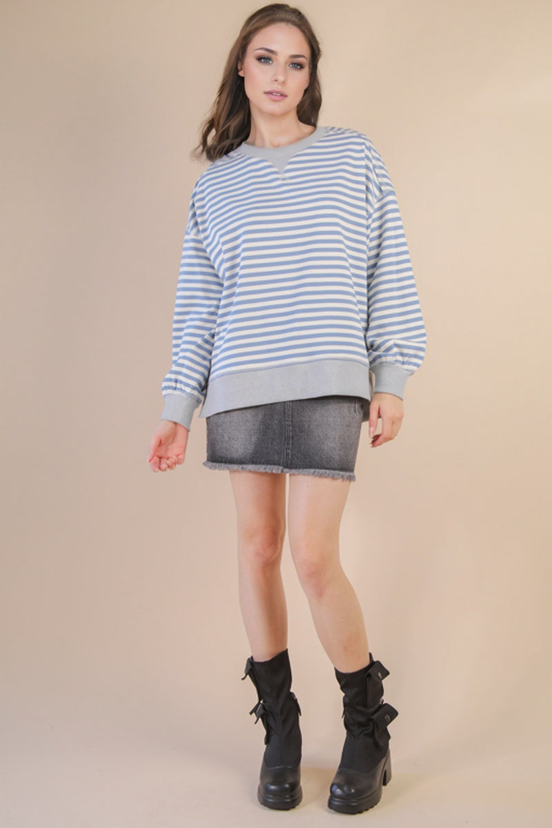 'Take It Easy' Pullover - Blue/Cream