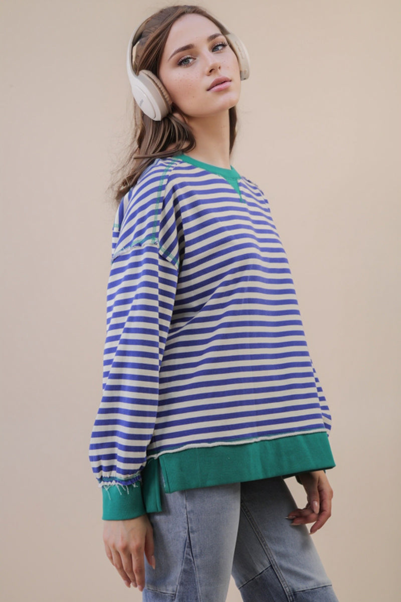 'Take It Easy' Pullover - Royal/Green