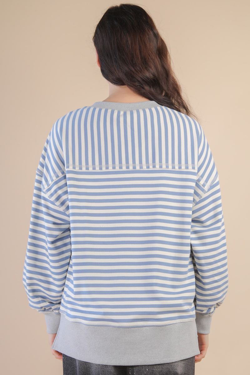 'Take It Easy' Pullover - Blue/Cream