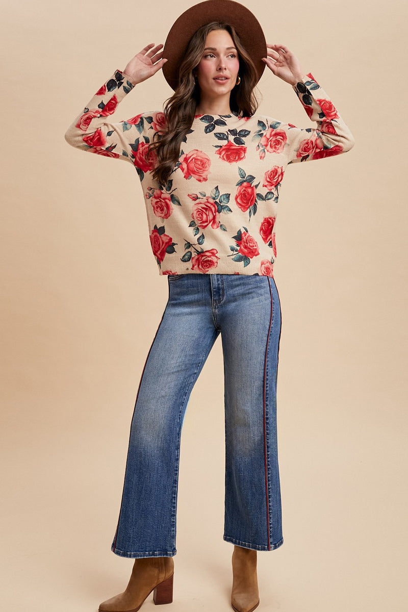 Side Piping Wide Leg Crop Jean