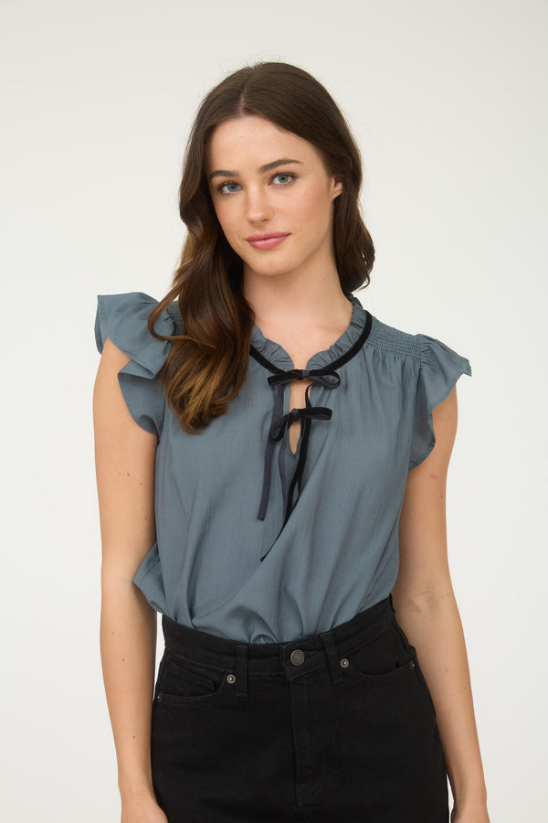 'Elegant Edge' Top - Dusty Teal