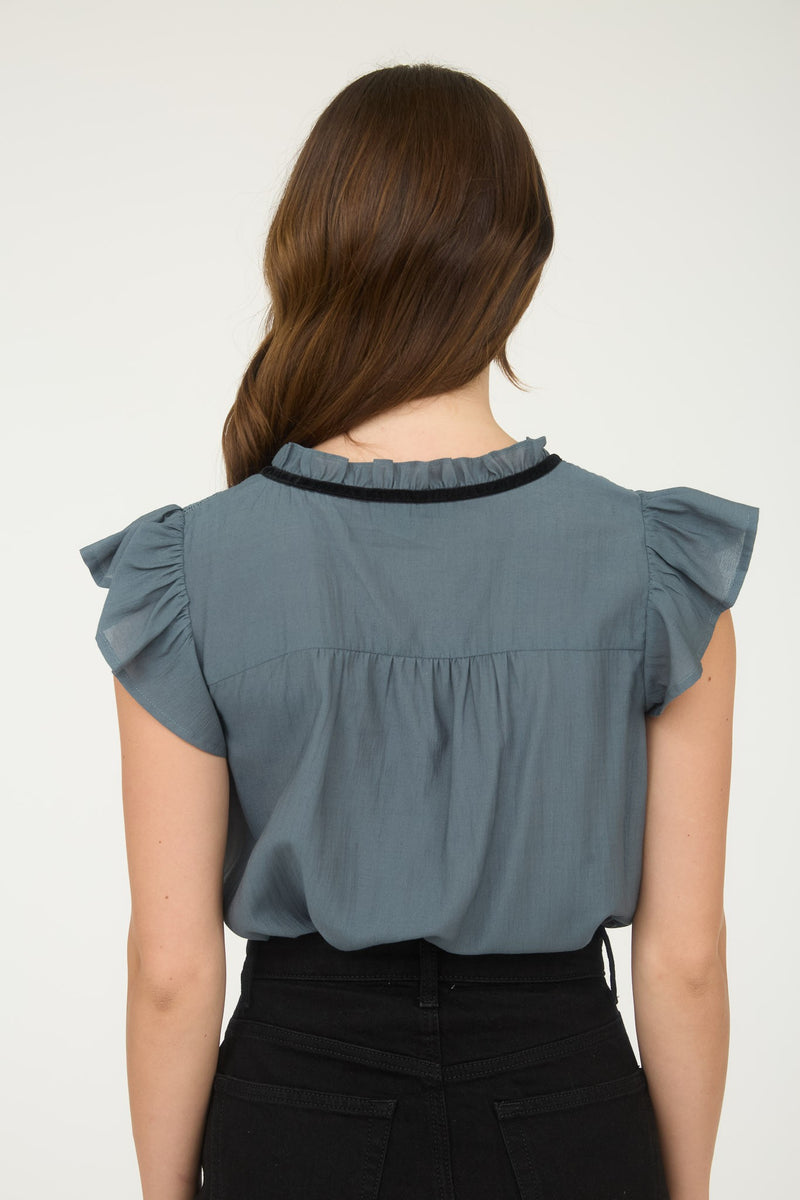 'Elegant Edge' Top - Dusty Teal