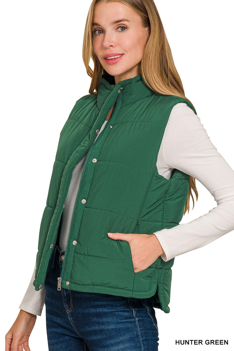 Quilted Vest - Hunter Green